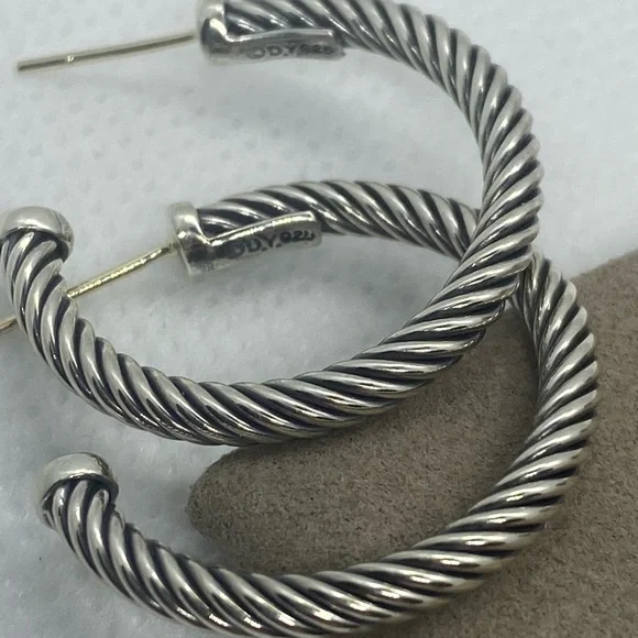 David Yurman cable hoop earrings 1” diameter